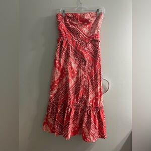 Anthropologie holding horses west stable western strapless dress bandana midi